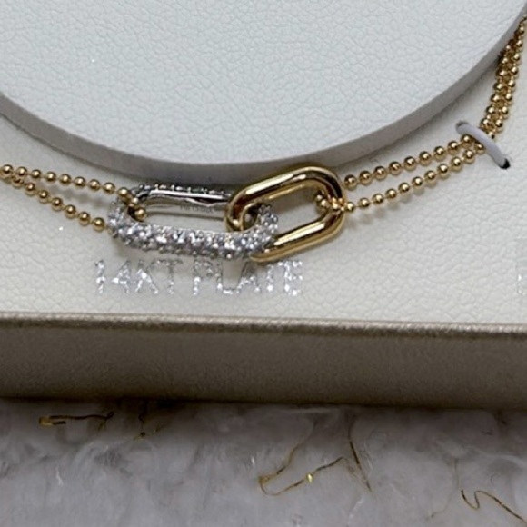Simply Silver Two tone Bracelet 14kT plate adjustable - Picture 1 of 6